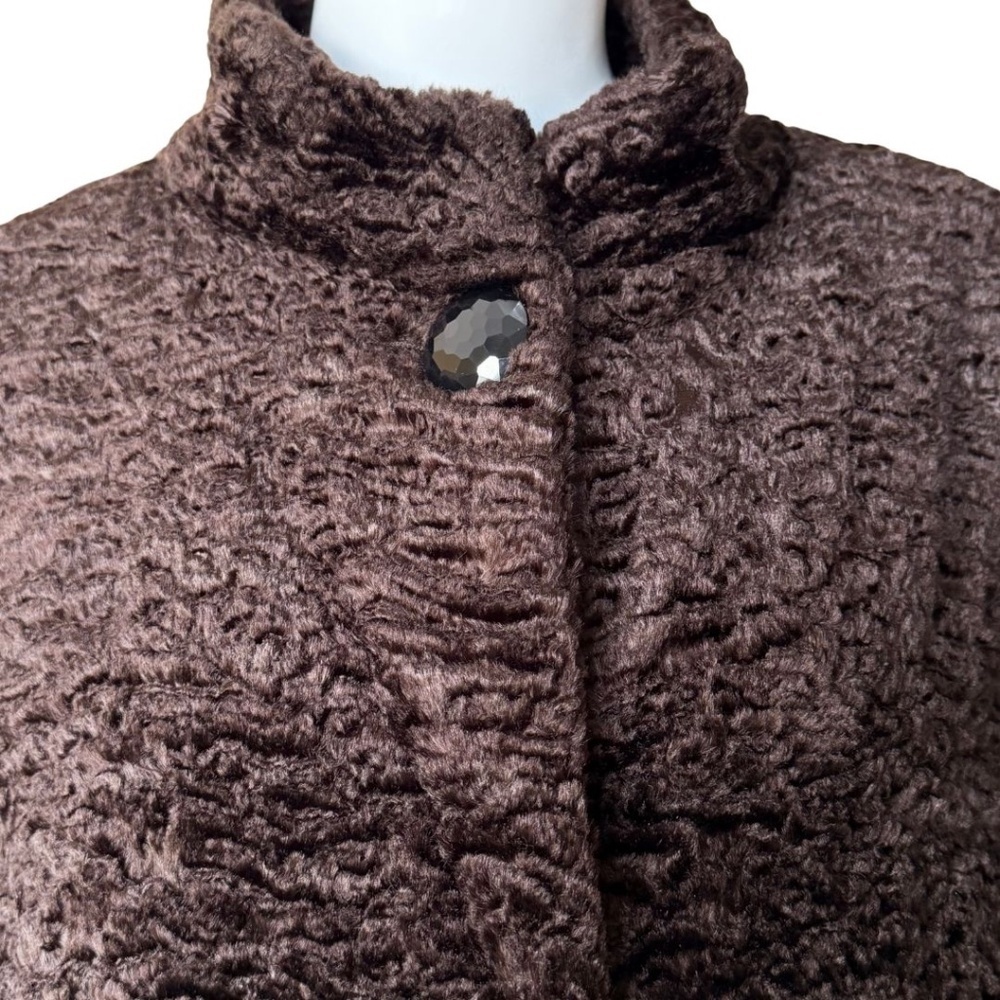 Ann Taylor (Original) Brown Faux Persian Lamb Cropped Evening Jacket Size L NWT - Picture 4 of 5